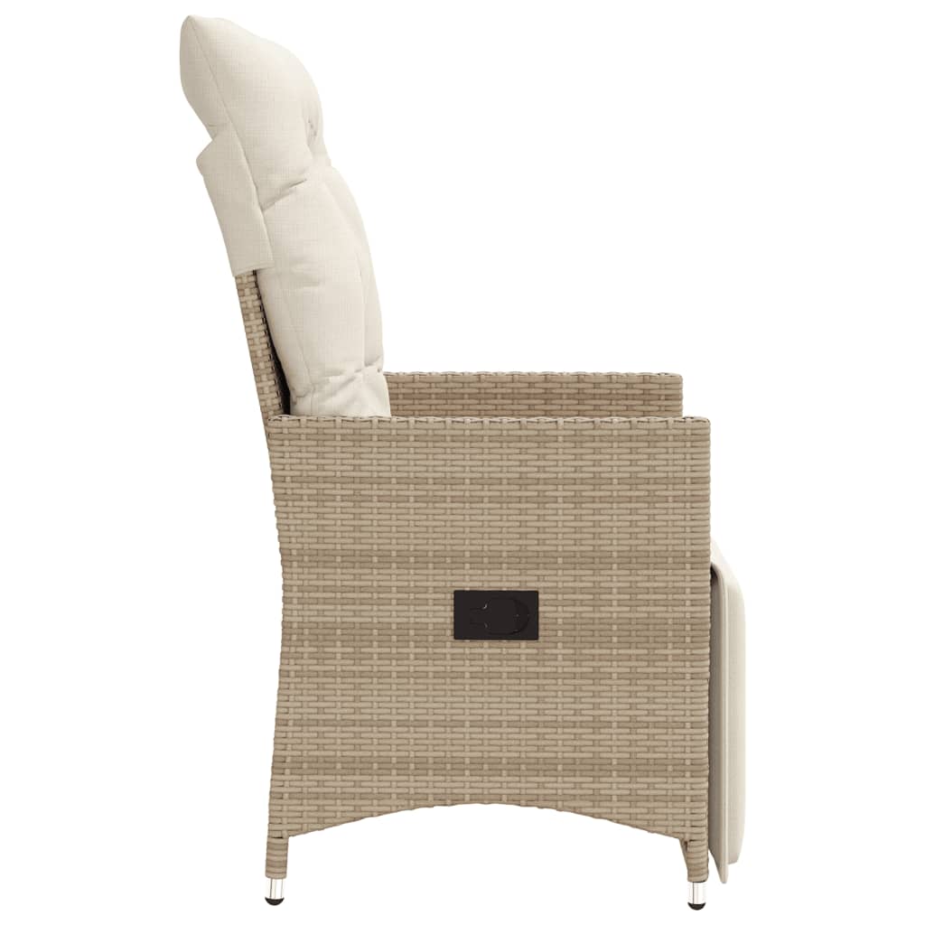 Gartensessel mit Kissen 2 Stk. Verstellbar Beige Poly Rattan