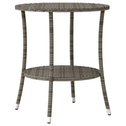 3-tlg. Bistro-Set mit Kissen Grau Poly Rattan