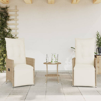 3-tlg. Bistro-Set mit Kissen Beige Poly Rattan