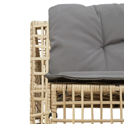 Gartensofa in L-Form mit Kissen und Fußbank Beige Poly Rattan