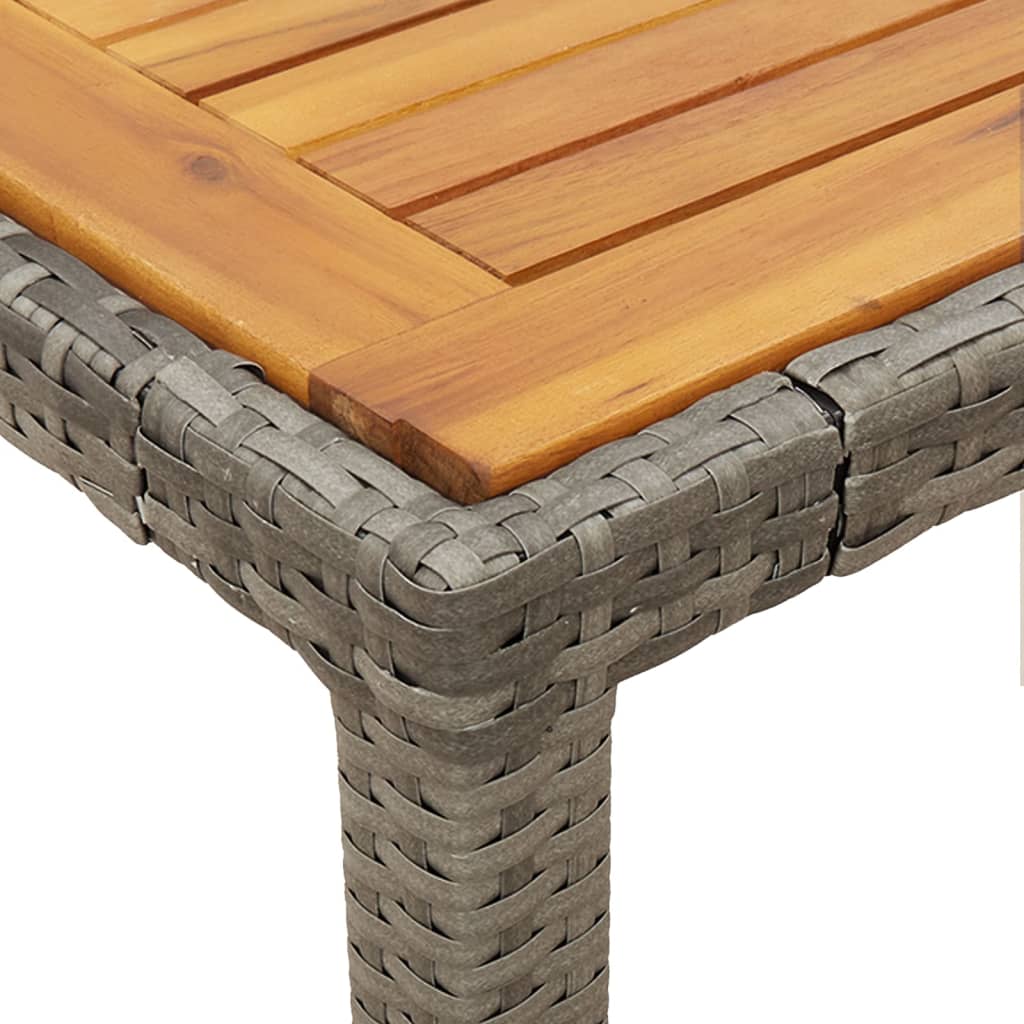 3-tlg. Garten-Essgruppe mit Kissen Grau Poly Rattan