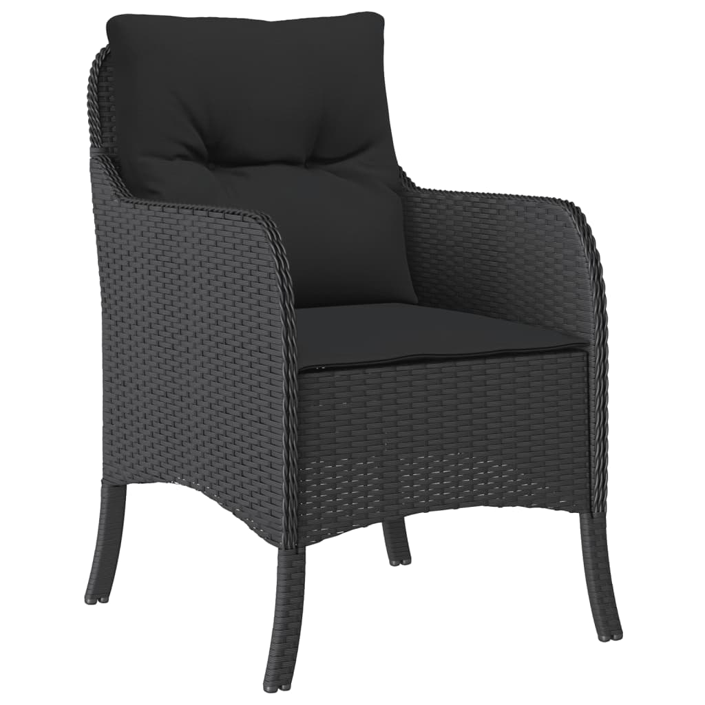 7-tlg. Garten-Essgruppe mit Kissen Schwarz Poly Rattan