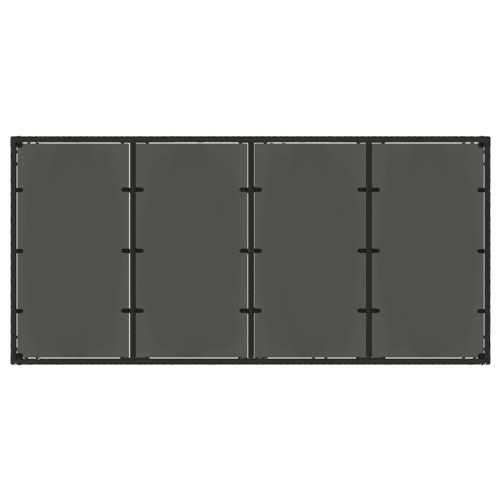 Gartentisch mit Glasplatte Schwarz 190x90x75 cm Poly Rattan