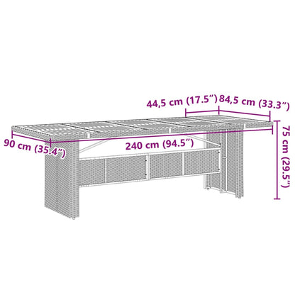 Gartentisch mit Akazienholz-Platte Grau 240x90x75cm Poly Rattan