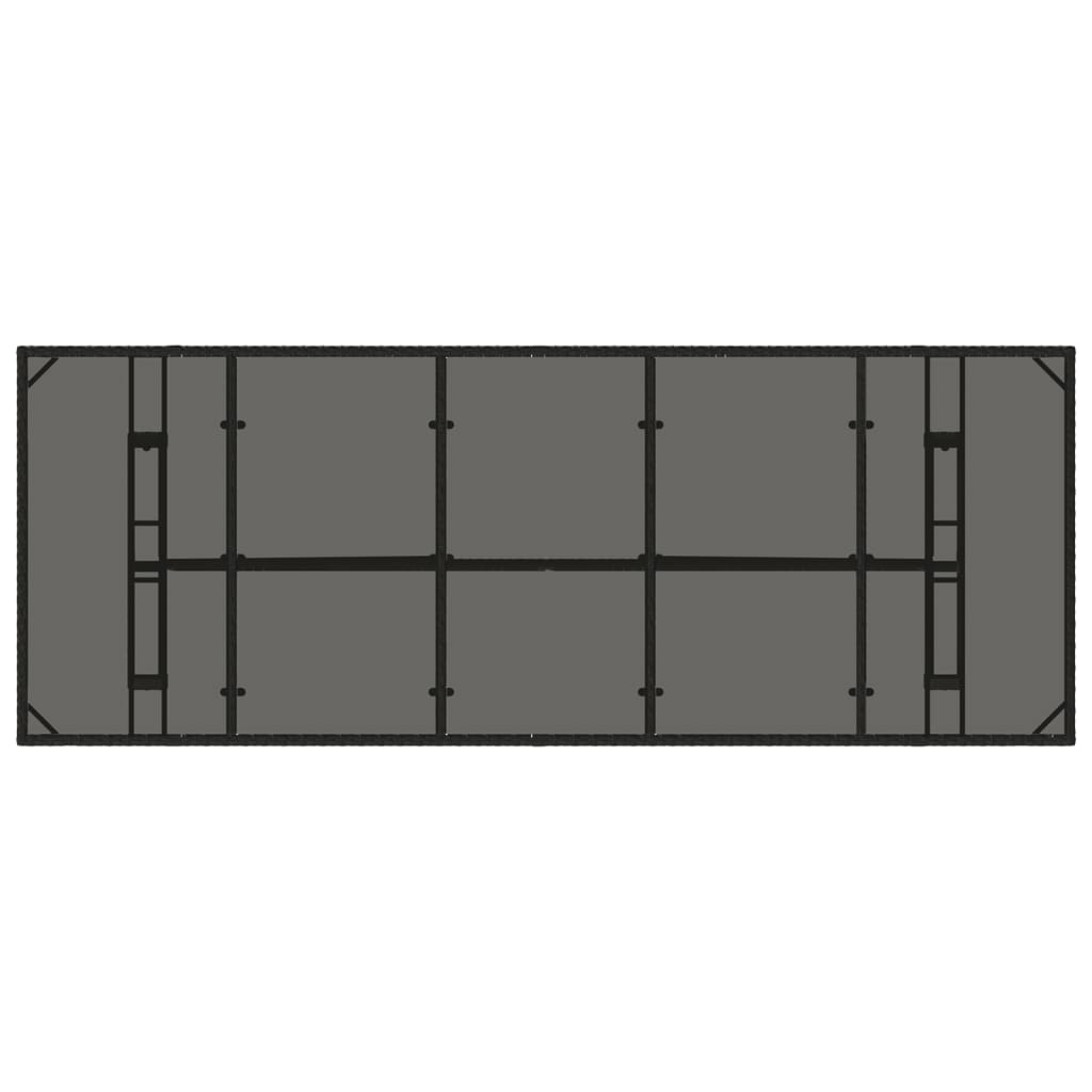 Gartentisch mit Glasplatte Schwarz 240x90x75 cm Poly Rattan