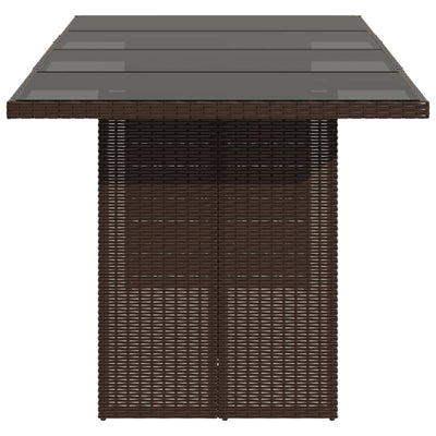 Gartentisch mit Glasplatte Braun 190x80x75 cm Poly Rattan