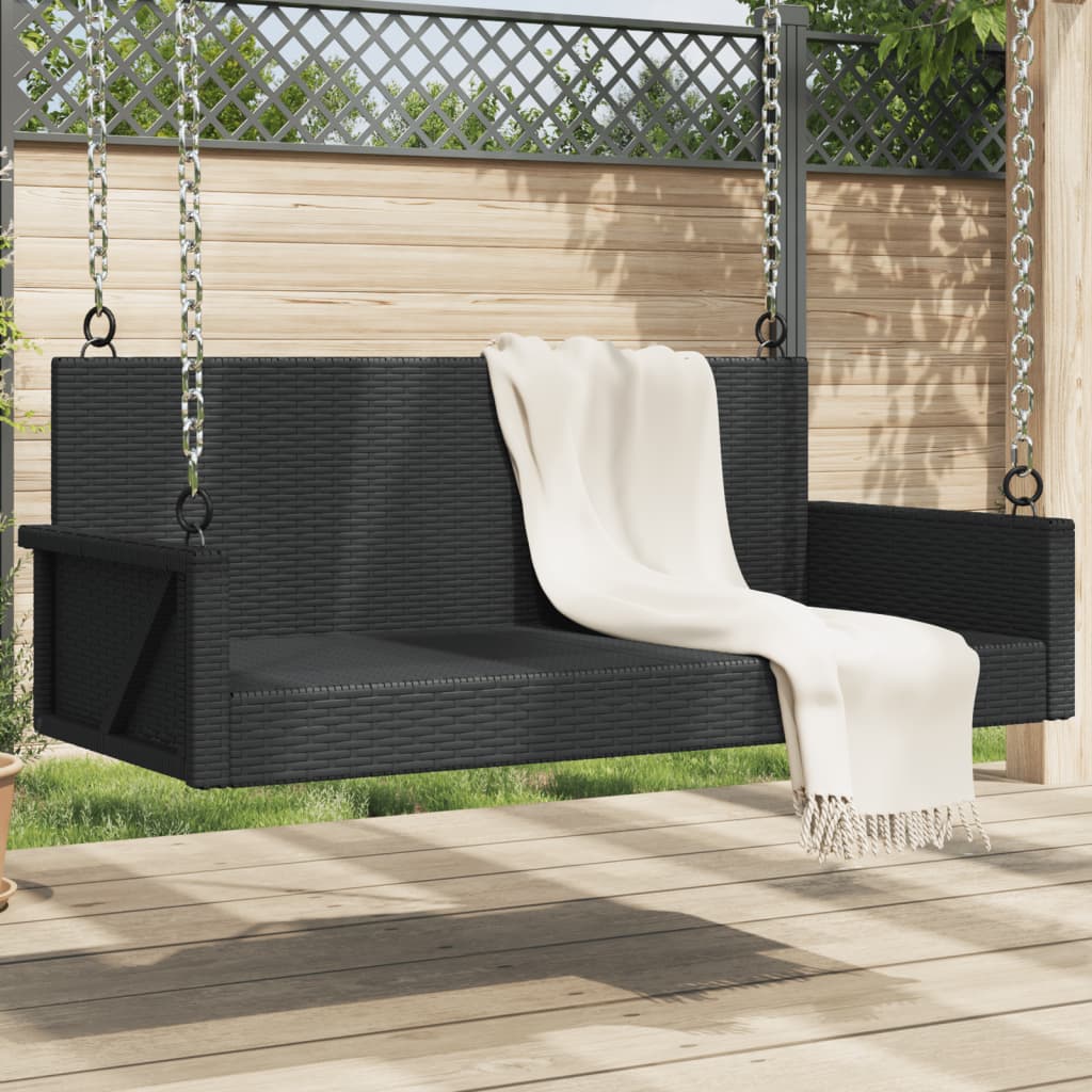 Hängebank Schwarz 119x56x48 cm Poly Rattan