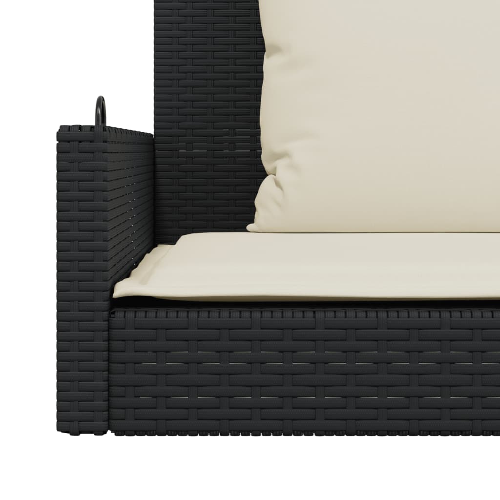 Hängebank mit Kissen Schwarz 119x56x48 cm Poly Rattan