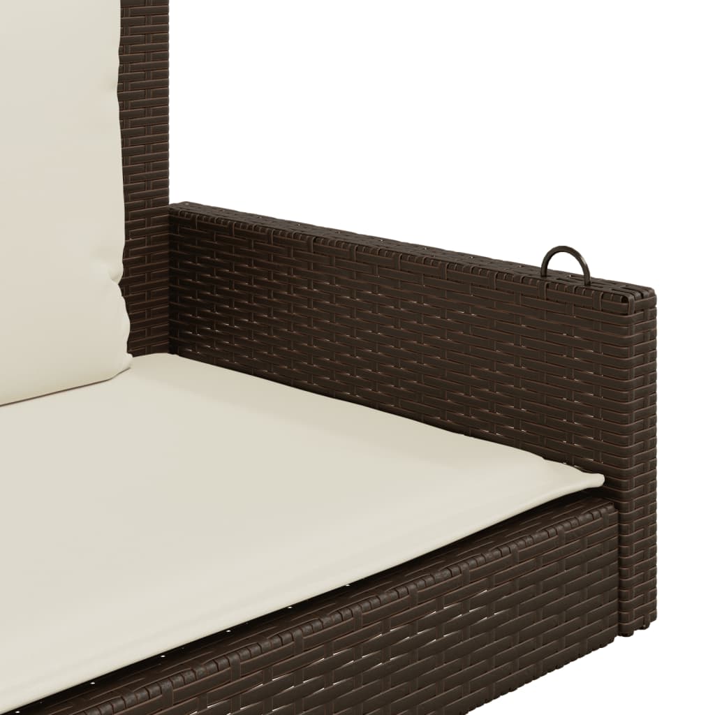 Hängebank mit Kissen Braun 119x56x48 cm Poly Rattan