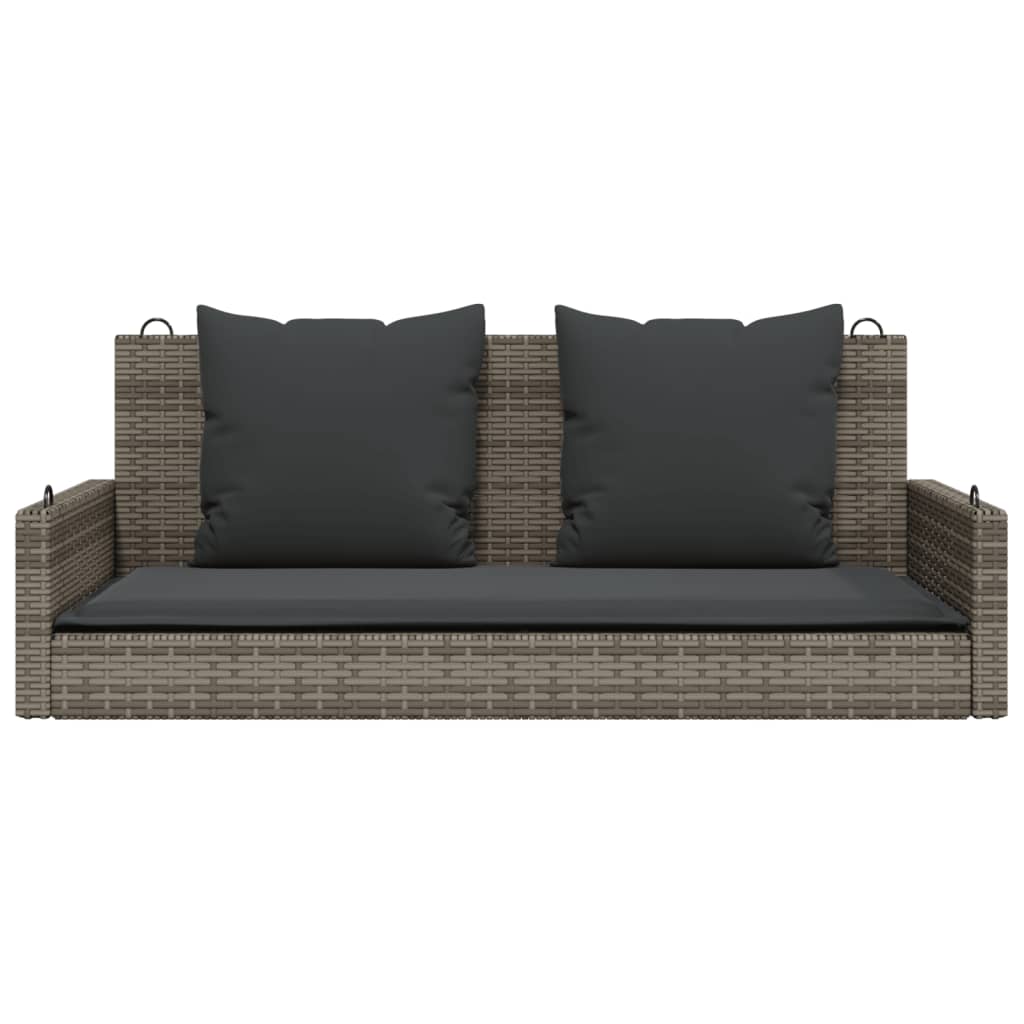 Hängebank mit Kissen Grau 119x56x48 cm Poly Rattan