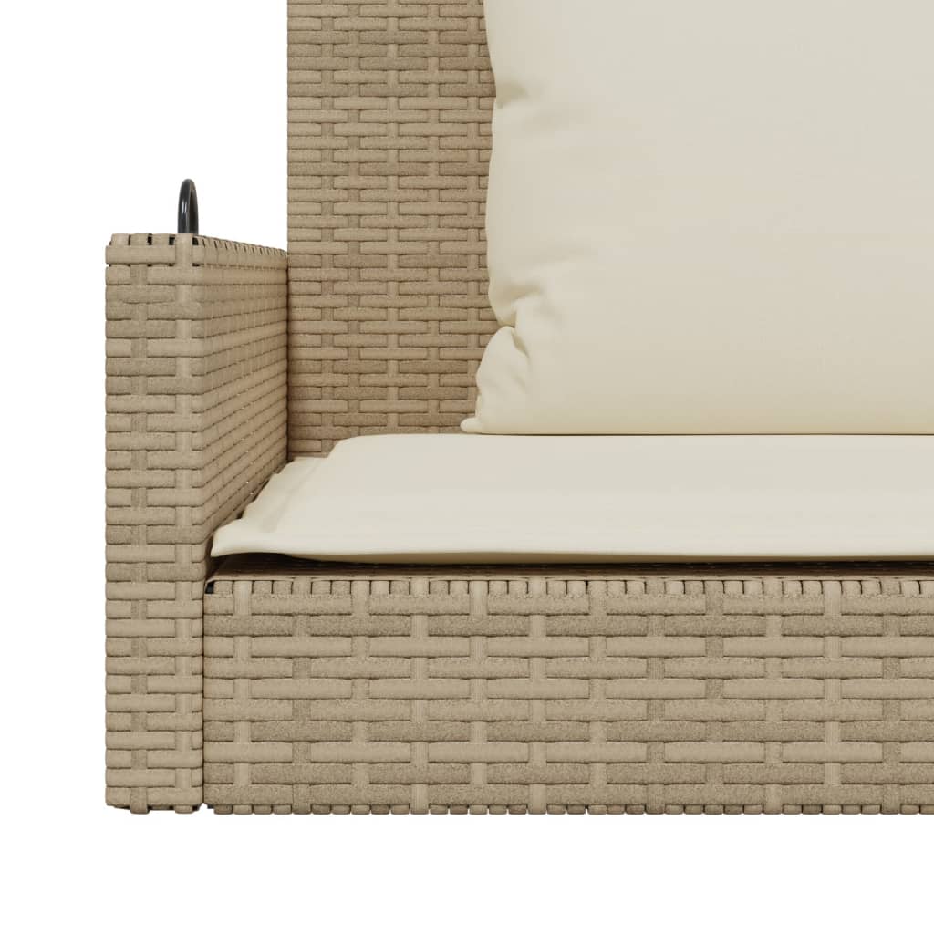 Hängebank mit Kissen Beige 119x56x48 cm Poly Rattan