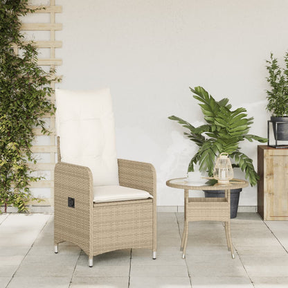 Gartensessel mit Kissen Verstellbar Beige Poly Rattan