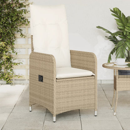 Gartensessel mit Kissen Verstellbar Beige Poly Rattan