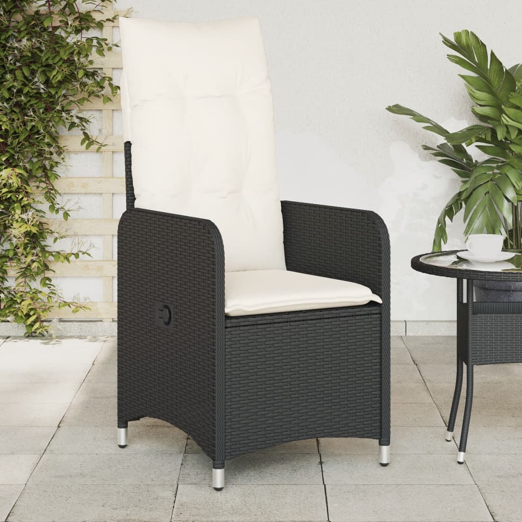 Gartensessel mit Kissen 2 Stk. Verstellbar Schwarz Poly Rattan