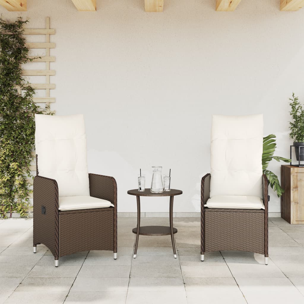 Gartensessel mit Kissen 2 Stk. Verstellbar Braun Poly Rattan