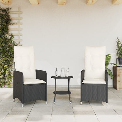 Outdoor-Lehnstühle 2 Stk. mit Tisch Schwarz Poly-Rattan