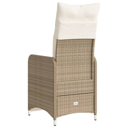 Gartensessel mit Kissen Verstellbar Beige Poly Rattan