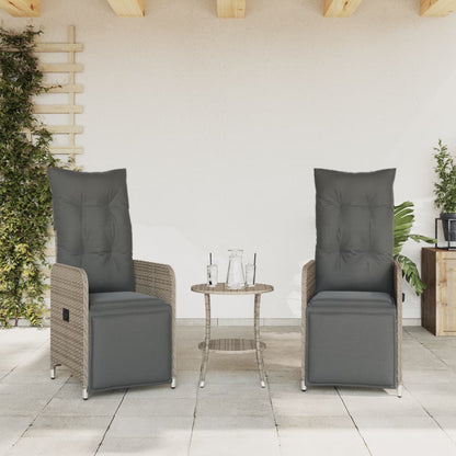 Gartensessel mit Kissen 2 Stk. Verstellbar Grau Poly Rattan