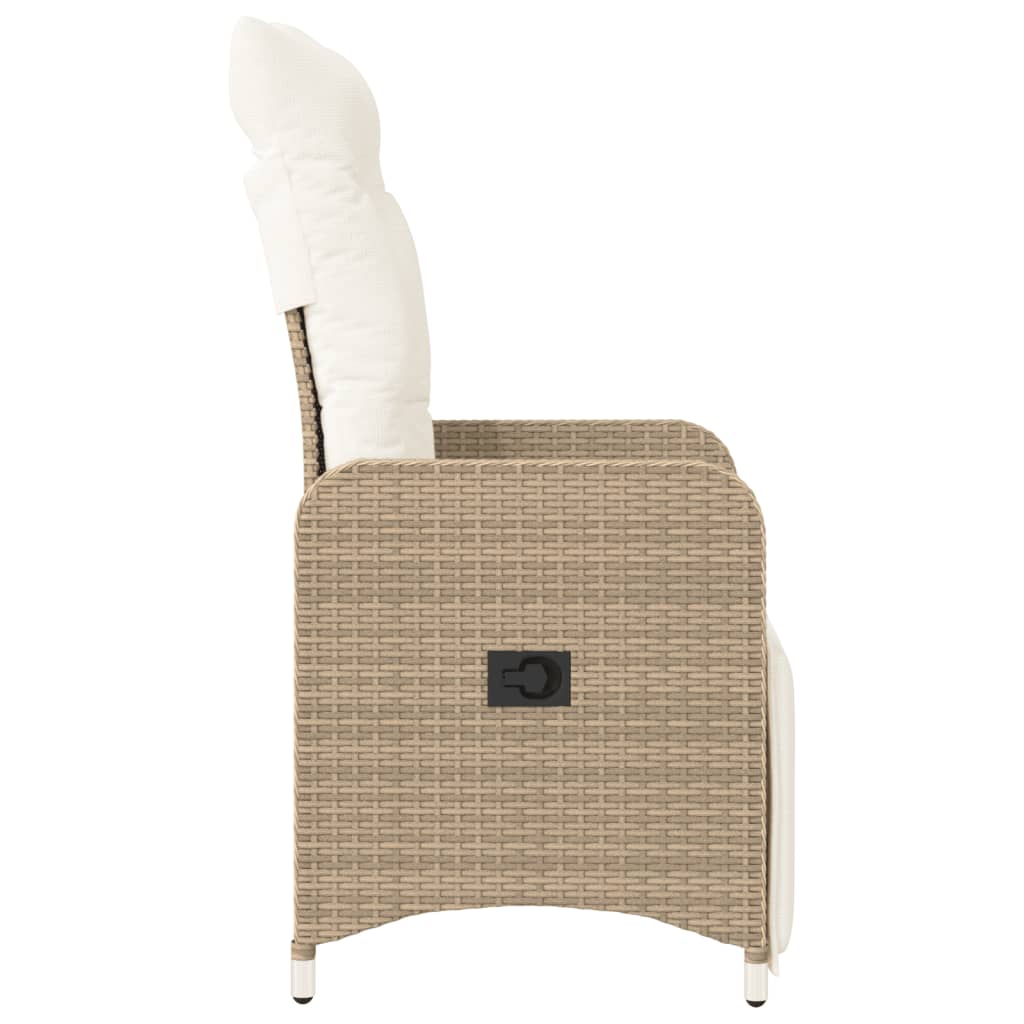 Gartensessel mit Kissen 2 Stk. Verstellbar Beige Poly Rattan