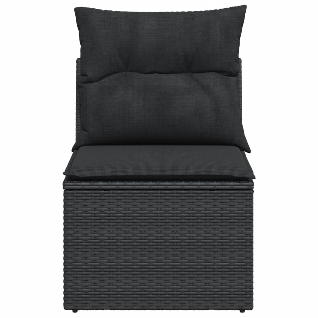 Gartensofa ohne Armlehnen mit Kissen Schwarz Poly Rattan