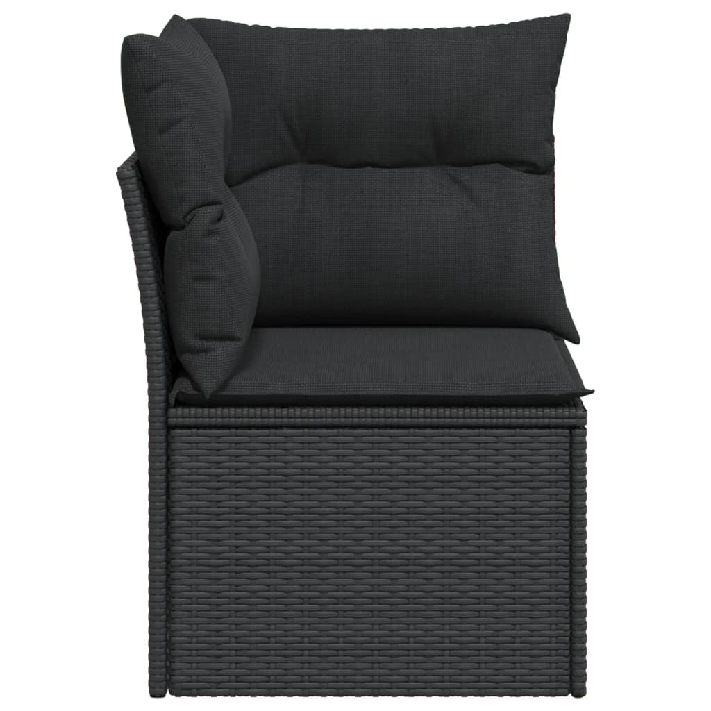 Garten-Ecksofa mit Kissen Schwarz Poly Rattan