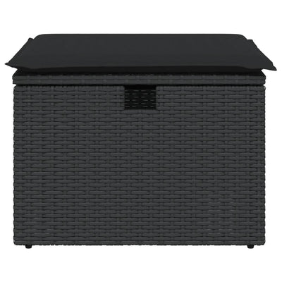 Gartenhocker mit Kissen Schwarz 55x55x37 cm Poly Rattan