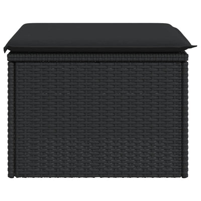 Gartenhocker mit Kissen Schwarz 55x55x37 cm Poly Rattan