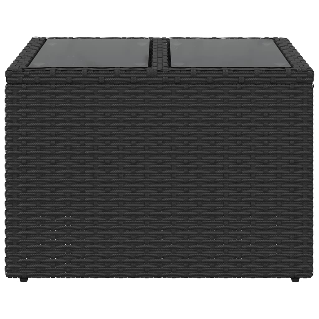 Gartentisch mit Glasplatte Schwarz 55x55x37 cm Poly Rattan