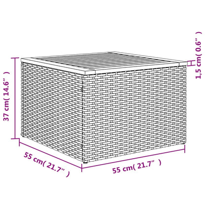 Gartentisch Schwarz 55x55x37 cm Poly Rattan und Akazienholz