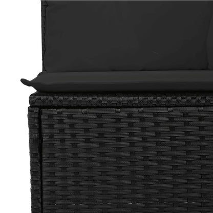 Gartensofa mit Kissen 3-Sitzer Schwarz Poly Rattan