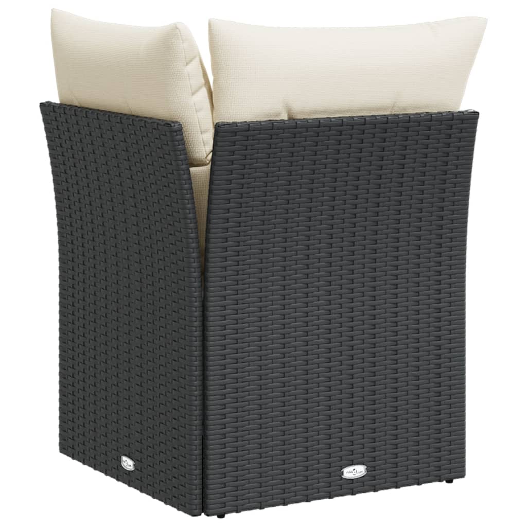 Garten-Ecksofa mit Kissen Schwarz Poly Rattan