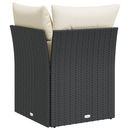 Garten-Ecksofa mit Kissen Schwarz Poly Rattan