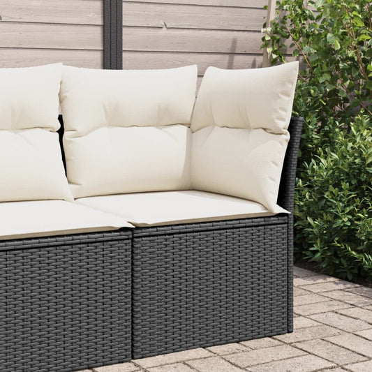 Garten-Ecksofa mit Kissen Schwarz Poly Rattan