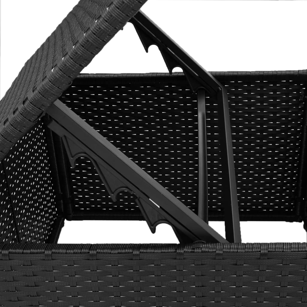 Gartenhocker mit Kissen Schwarz 55x55x37 cm Poly Rattan