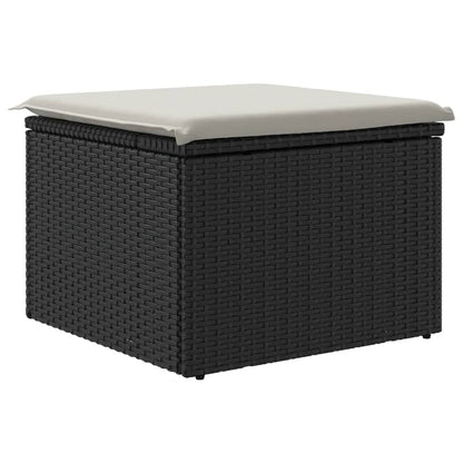 Gartenhocker mit Kissen Schwarz 55x55x37 cm Poly Rattan