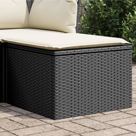 Gartenhocker mit Kissen Schwarz 55x55x37 cm Poly Rattan