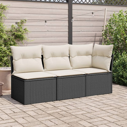 Gartensessel ohne Armlehnen mit Kissen Schwarz Poly Rattan