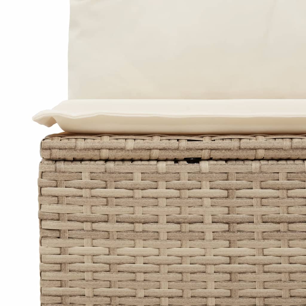 Gartensofa mit Kissen 4-Sitzer Beige Poly Rattan