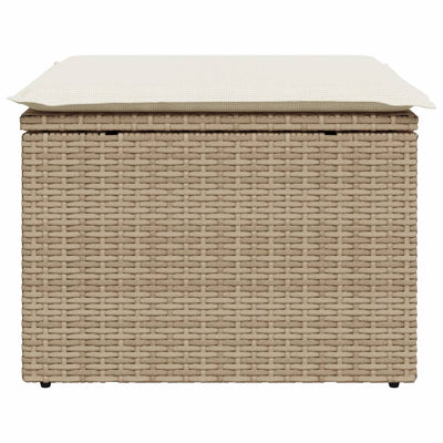 Gartenhocker mit Kissen Beige 55x55x37 cm Poly Rattan