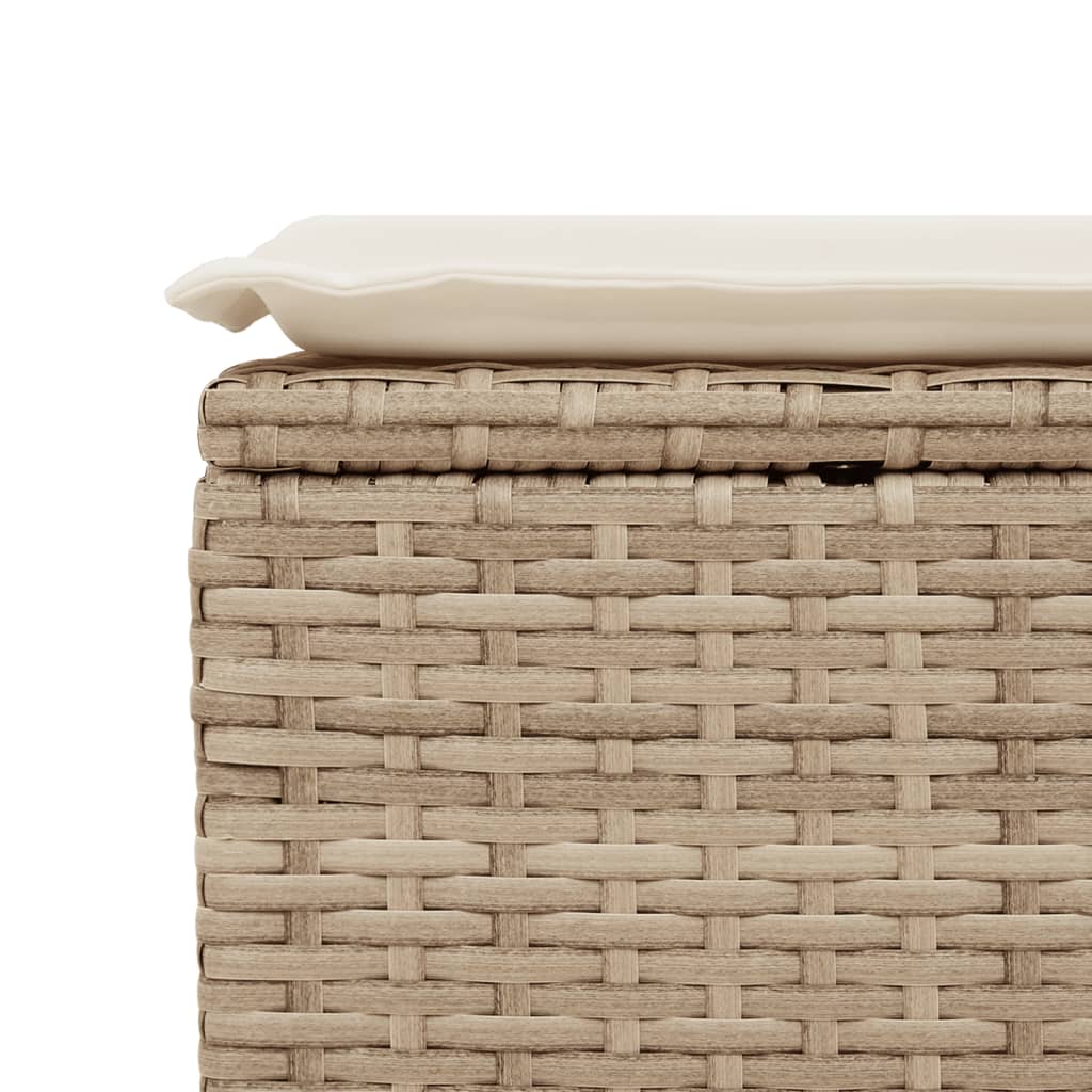 Gartenhocker mit Kissen Beige 55x55x37 cm Poly Rattan