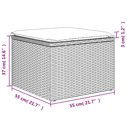 Gartenhocker mit Kissen Beige 55x55x37 cm Poly Rattan