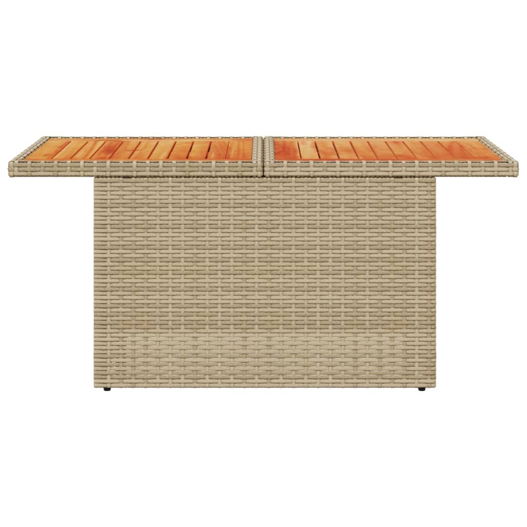 Gartentisch Beige 100x55x73 cm Poly Rattan und Akazienholz