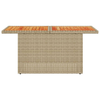 Gartentisch Beige 100x55x73 cm Poly Rattan und Akazienholz