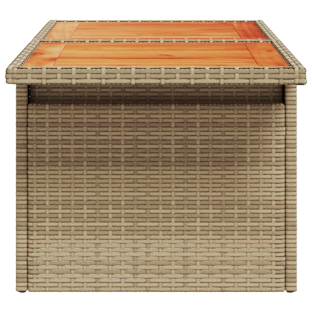 Gartentisch Beige 100x55x73 cm Poly Rattan und Akazienholz