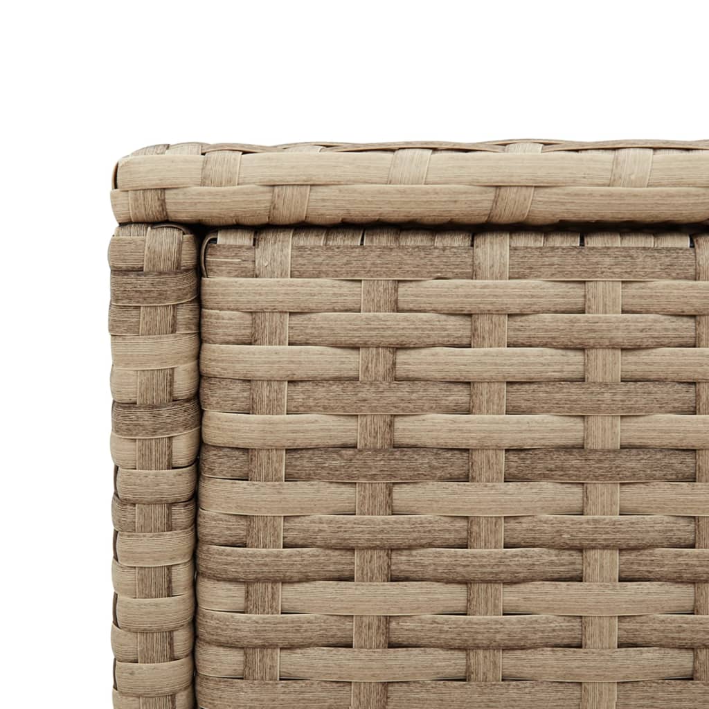 Garten-Beistelltisch Glasplatte Beige 58x27,5x55 cm Poly Rattan