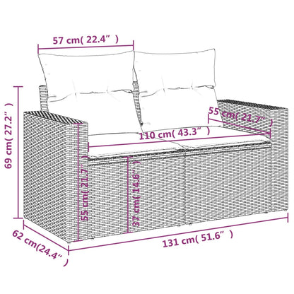 Gartensofa mit Kissen 2-Sitzer Beige Poly Rattan