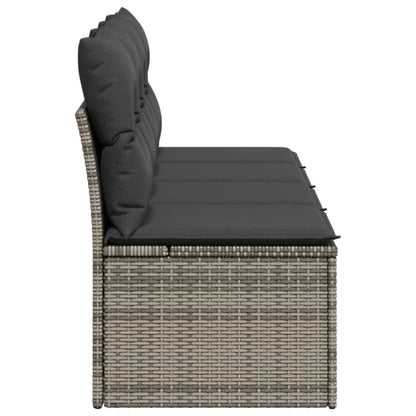 Gartensofa mit Kissen 4-Sitzer Grau Poly Rattan