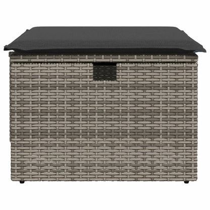 Gartenhocker mit Kissen Grau 55x55x37 cm Poly Rattan