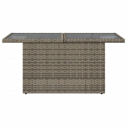 Gartentisch mit Glasplatte Grau 100x55x73 cm Poly Rattan