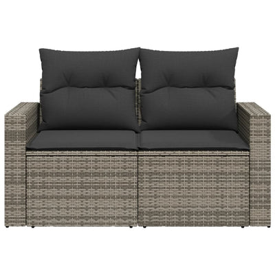 Gartensofa 2-Sitzer mit Kissen Grau Poly Rattan